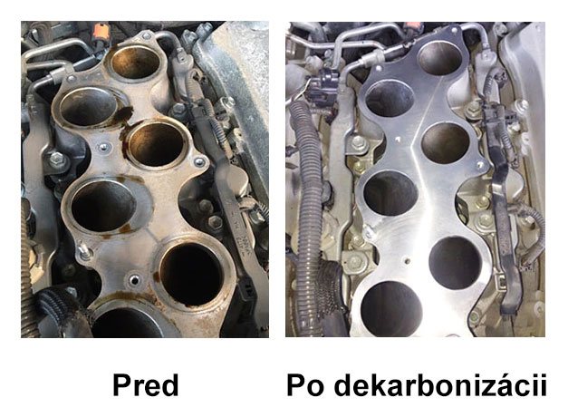 Sacie potrubie pred a po dekarbonizácii motora